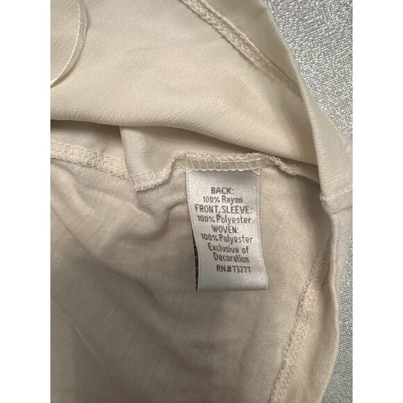 Lauren Conrad Women's Large Blouse Shirt Cream Black Sequin Flowers - Picture 5 of 7